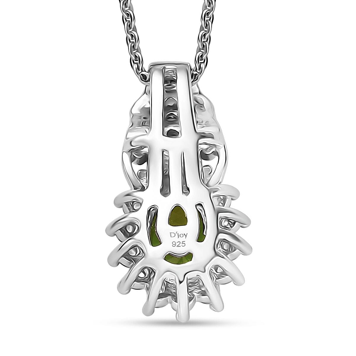 D'Joy Hebei Peridot and White Zircon 1.40 ctw Pendant Necklace in Rhodium Over Sterling Silver 20 Inches image number 4