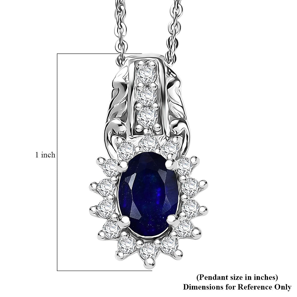 D'Joy Masoala Sapphire (D) and White Zircon 1.65 ctw Solitaire Pendant Necklace in Rhodium Over Sterling Silver 20 Inches image number 6