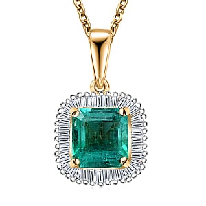 Luxoro AAA Kagem Zambian Emerald and G-H I2 Diamond 2.10 ctw Pendant Necklace in 14K Yellow Gold 20 Inches