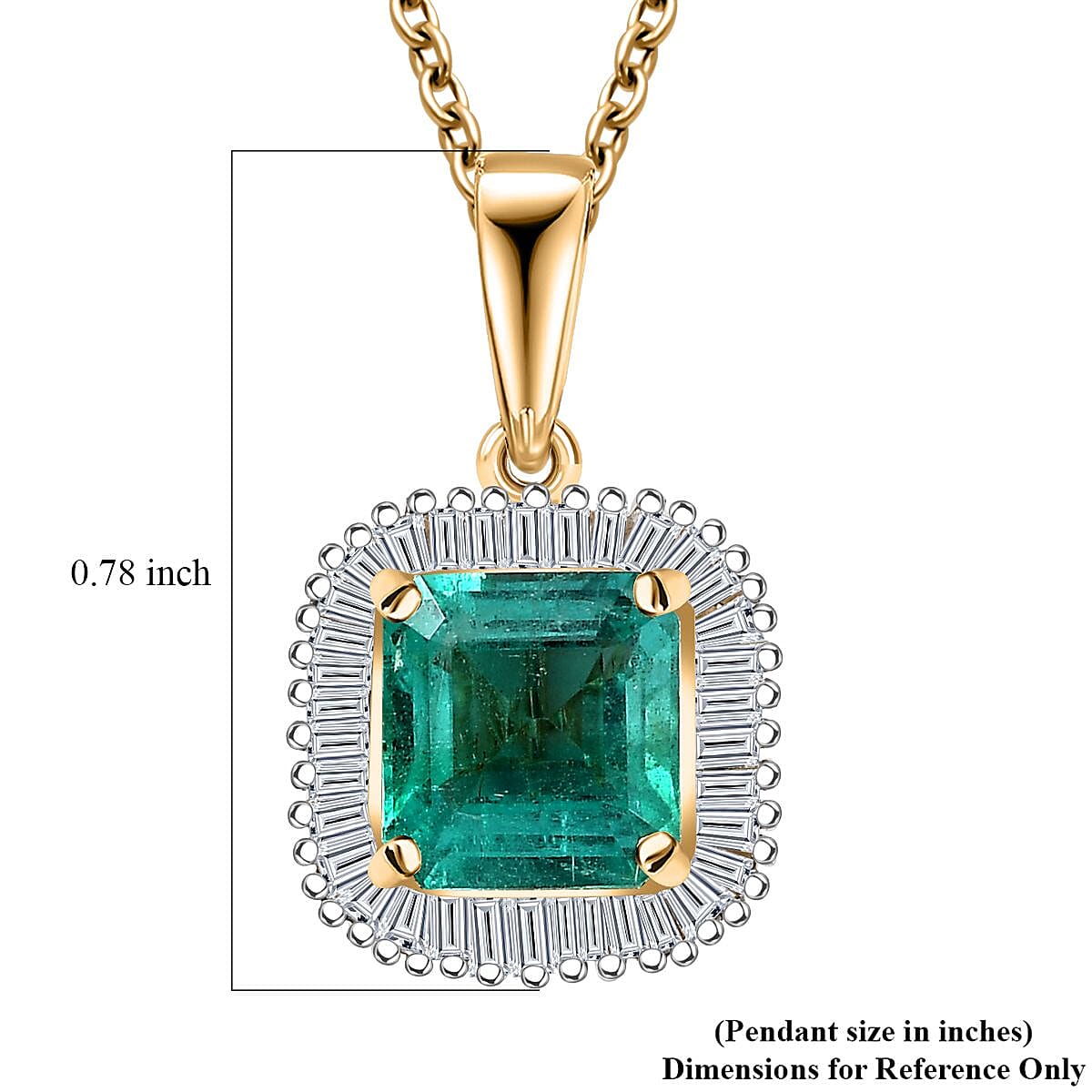 Luxoro AAA Kagem Zambian Emerald and G-H I2 Diamond 2.10 ctw Pendant Necklace in 14K Yellow Gold 20 Inches image number 5
