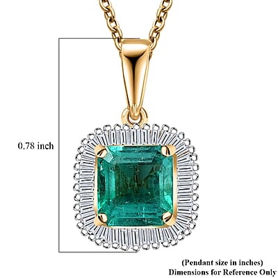 Luxoro AAA Kagem Zambian Emerald and G-H I2 Diamond 2.10 ctw Pendant Necklace in 14K Yellow Gold 20 Inches