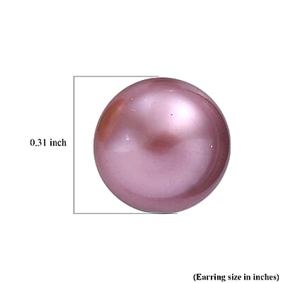 Set of 3 Golden, Purple and White Freshwater Pearl Stud Earrings in Stainless Steel