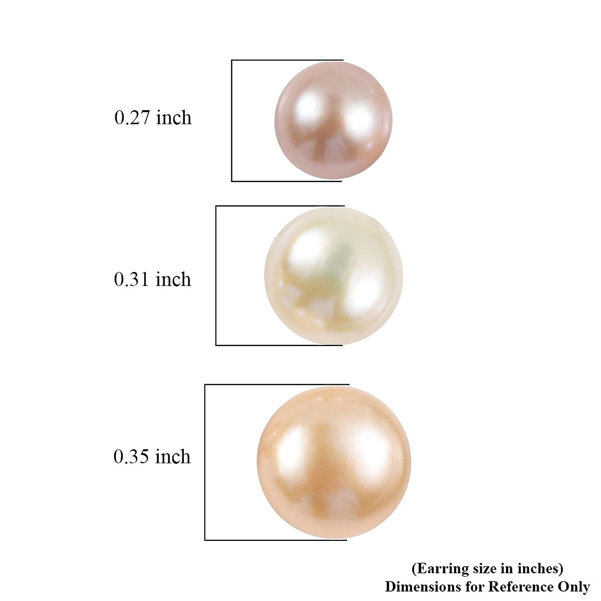 Set of 3 - Freshwater Peach, White and Pink Pearl Stud Earrings in Sterling Silver image number 5