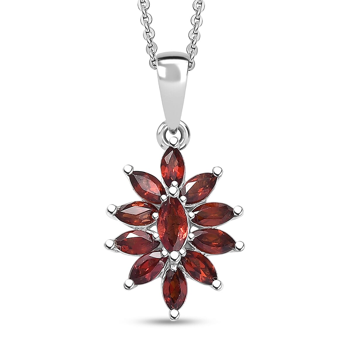 D'Joy Mozambique Garnet 1.20 ctw Pendant Necklace in Rhodium Over Sterling Silver 20 Inches image number 0