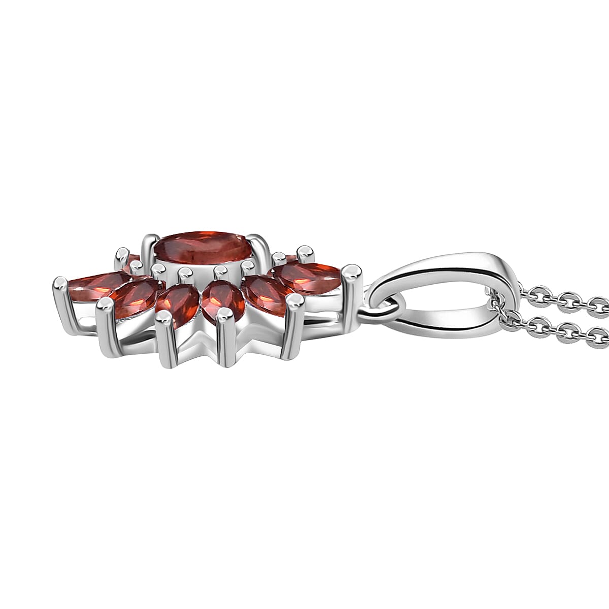 D'Joy Mozambique Garnet 1.20 ctw Pendant Necklace in Rhodium Over Sterling Silver 20 Inches image number 3