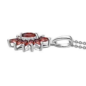 D'Joy Mozambique Garnet 1.20 ctw Pendant Necklace in Rhodium Over Sterling Silver 20 Inches