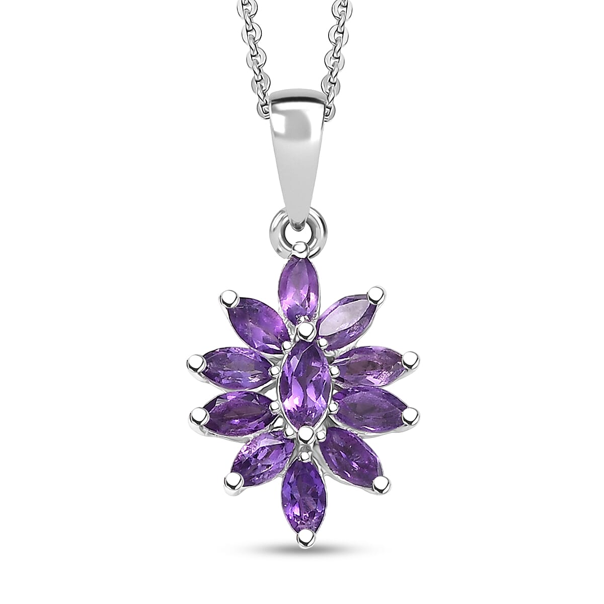 D'Joy African Amethyst 1.00 ctw Pendant Necklace in Rhodium Over Sterling Silver 20 Inches image number 0