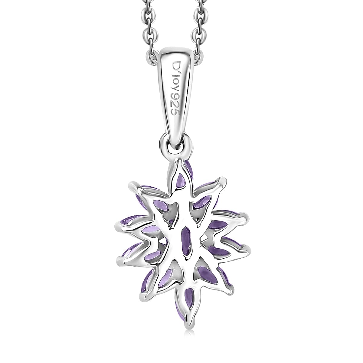 D'Joy African Amethyst 1.00 ctw Pendant Necklace in Rhodium Over Sterling Silver 20 Inches image number 4