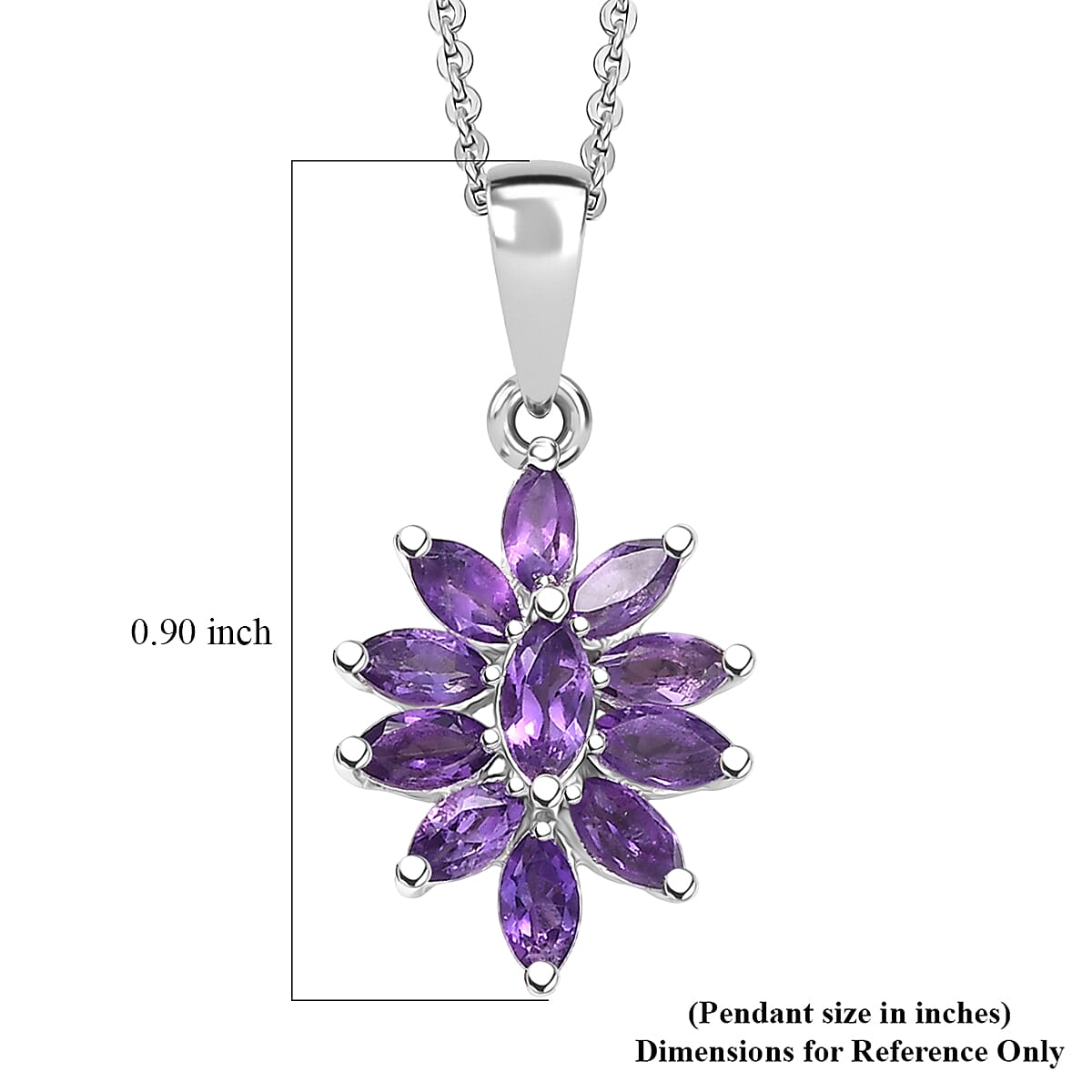 D'Joy African Amethyst 1.00 ctw Pendant Necklace in Rhodium Over Sterling Silver 20 Inches image number 6