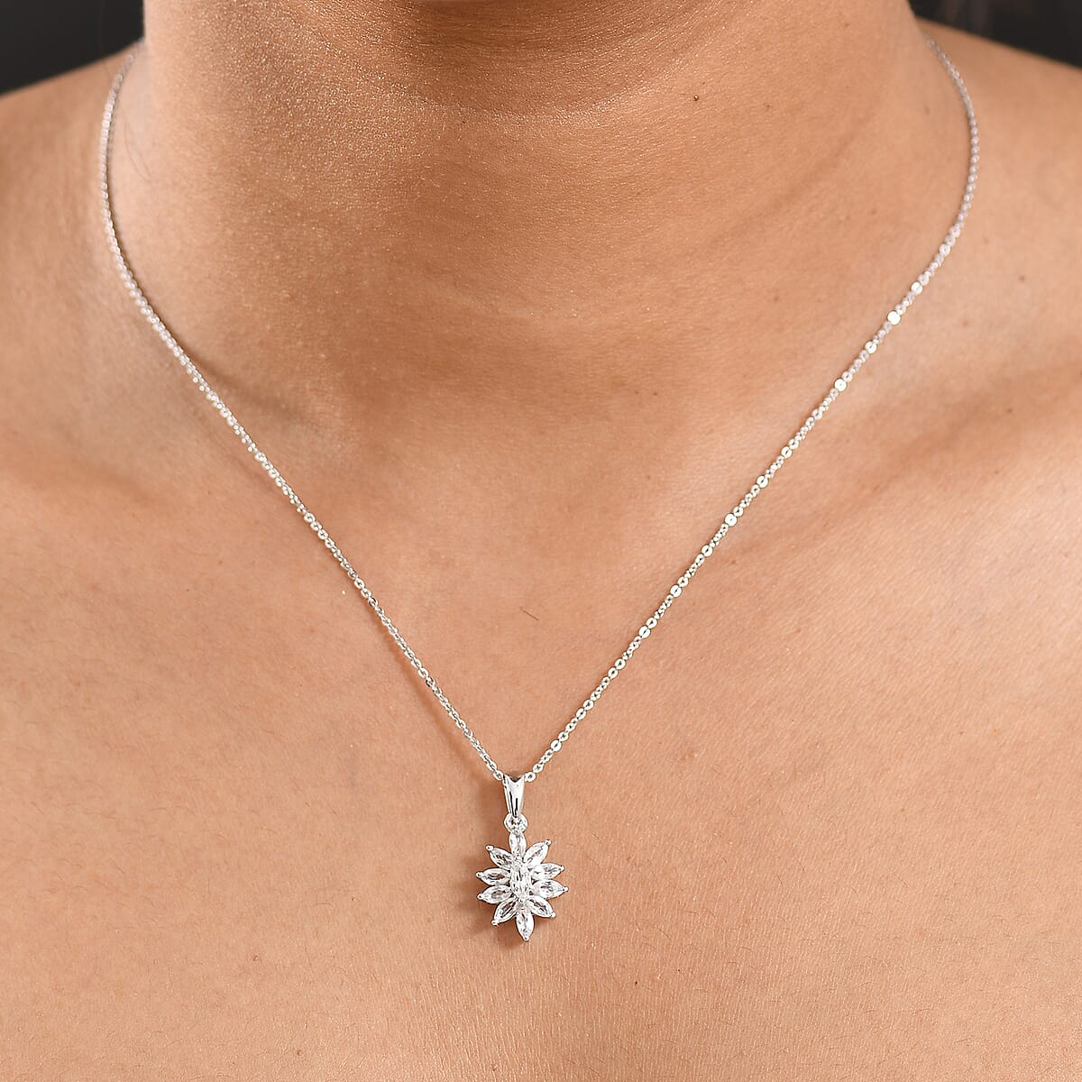 D'Joy White Topaz 1.15 ctw Pendant Necklace in Rhodium Over Sterling Silver 20 Inches image number 2