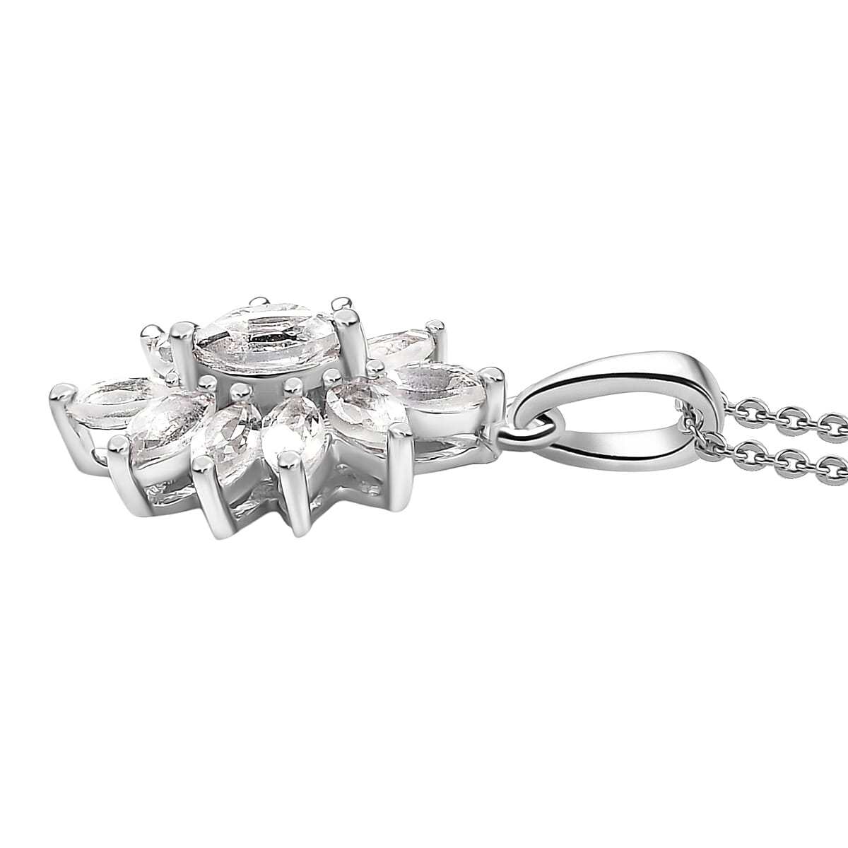 D'Joy White Topaz 1.15 ctw Pendant Necklace in Rhodium Over Sterling Silver 20 Inches image number 3