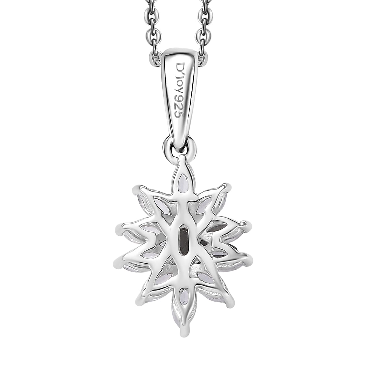D'Joy White Topaz 1.15 ctw Floral Pendant Necklace in Rhodium Over Sterling Silver 20 Inches