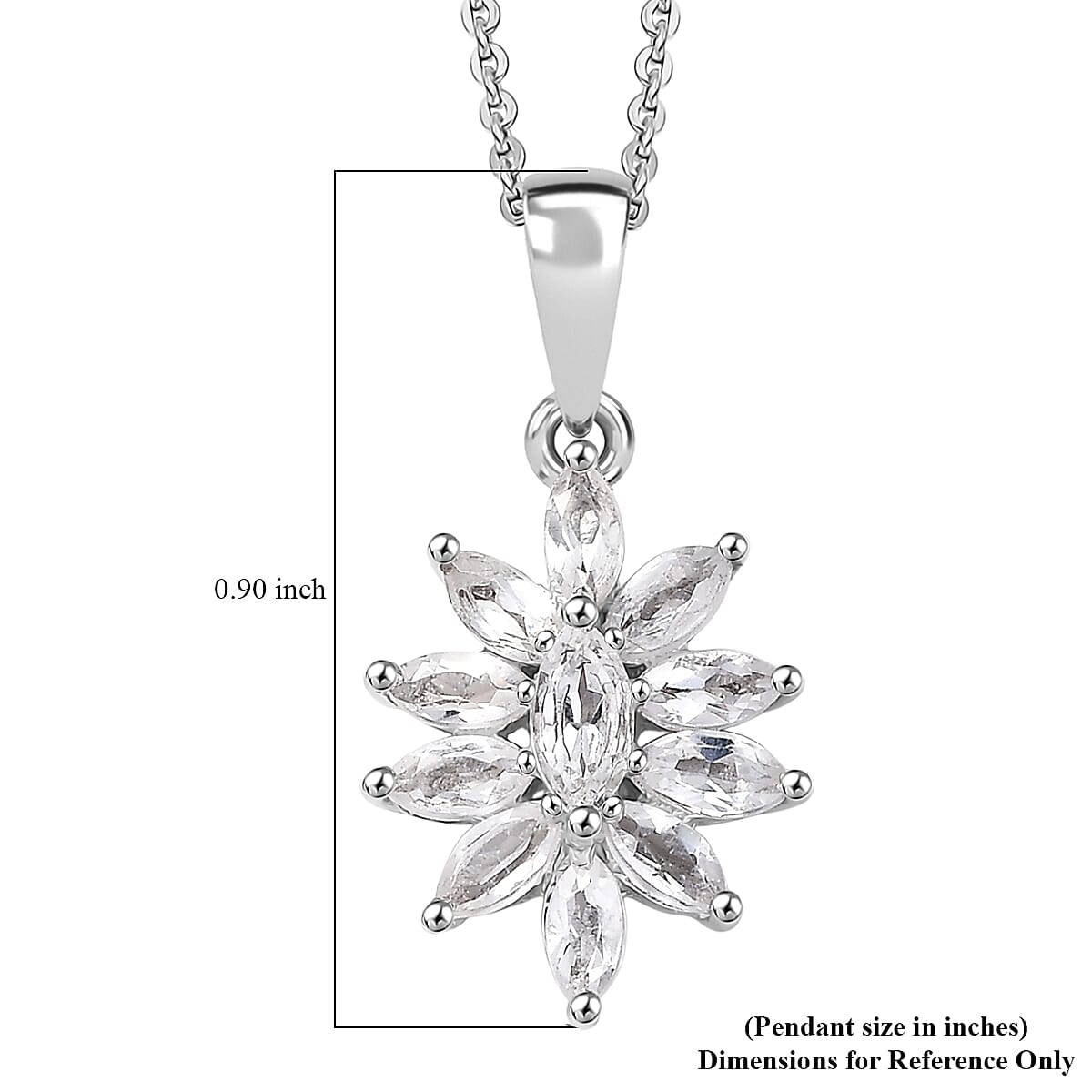 D'Joy White Topaz 1.15 ctw Floral Pendant Necklace in Rhodium Over Sterling Silver 20 Inches