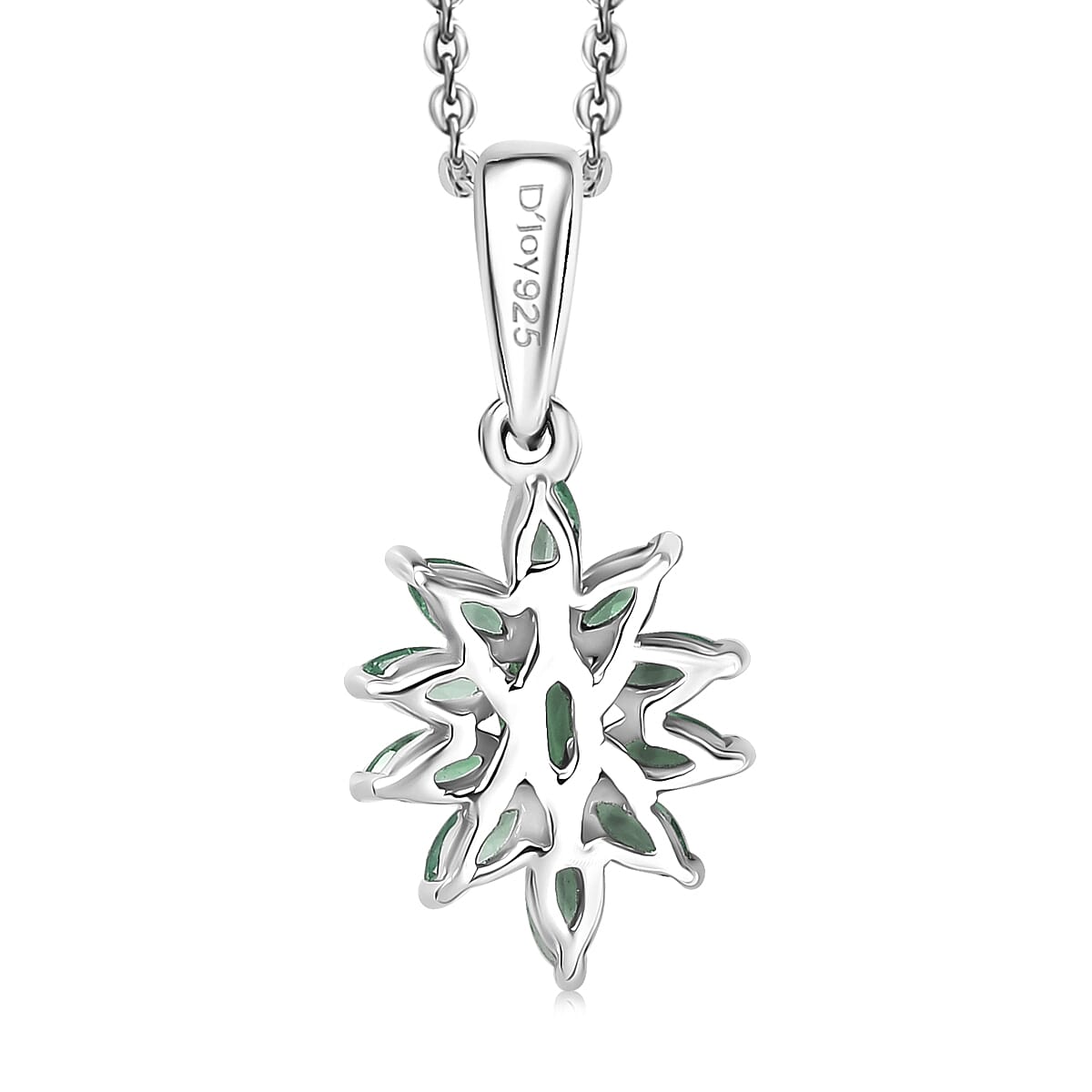 D'Joy Socoto Emerald 0.90 ctw Pendant Necklace in Rhodium Over Sterling Silver 20 Inches image number 4