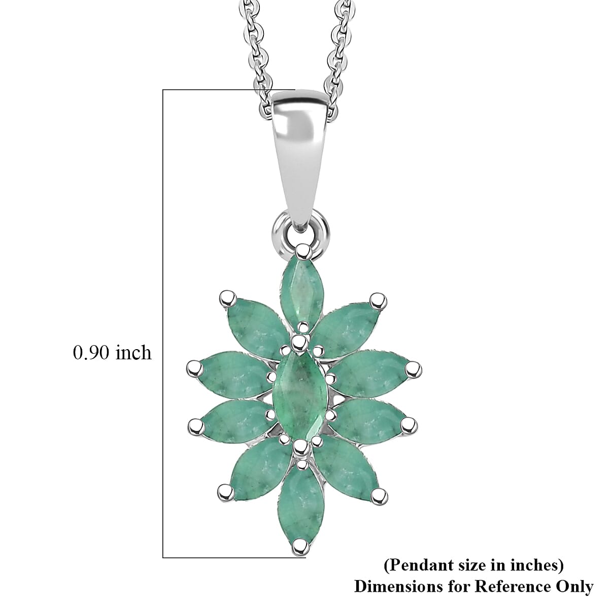 D'Joy Socoto Emerald 0.90 ctw Pendant Necklace in Rhodium Over Sterling Silver 20 Inches image number 5