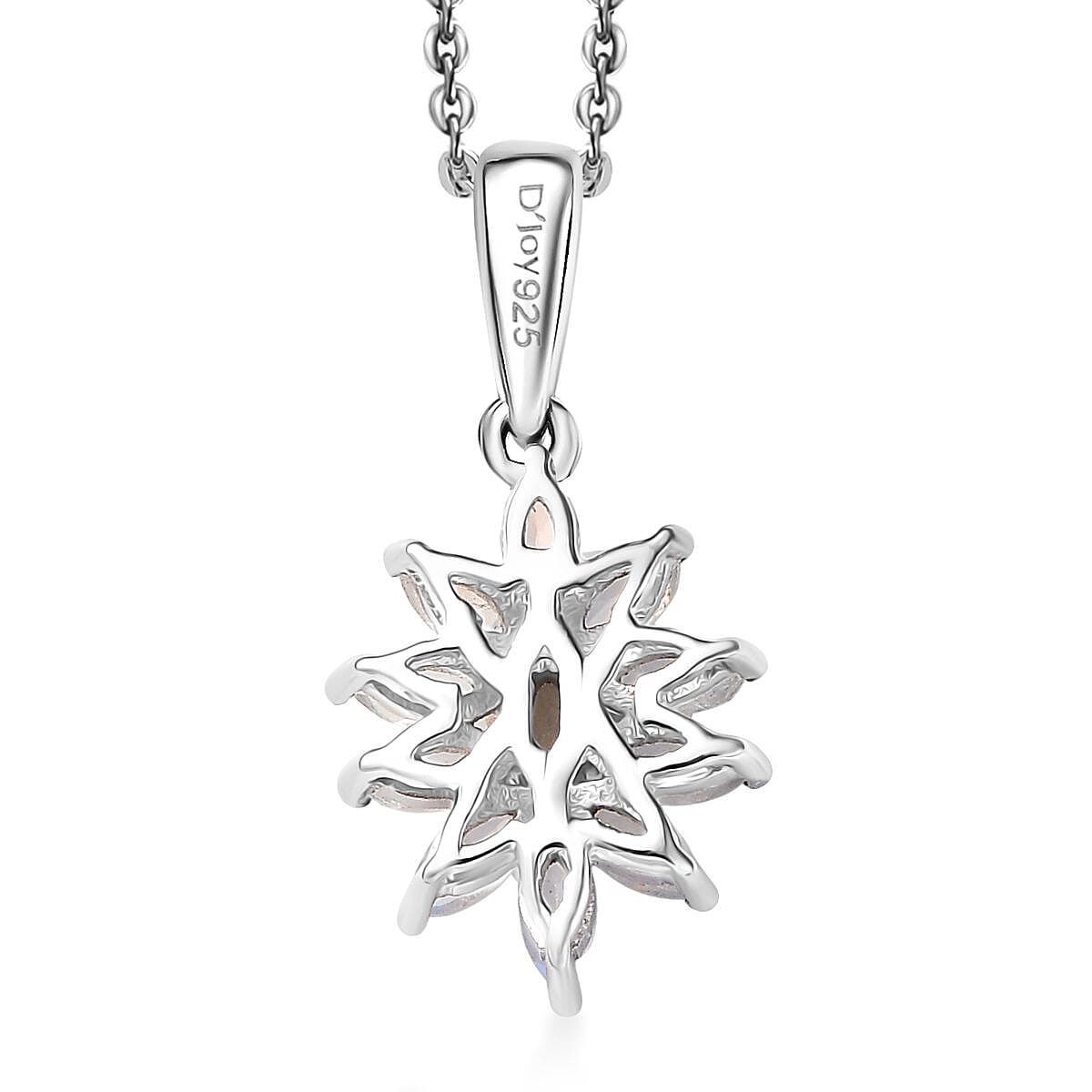 D'Joy Rainbow Moonstone 1.00 ctw Pendant Necklace in Rhodium Over Sterling Silver 20 Inches  image number 4