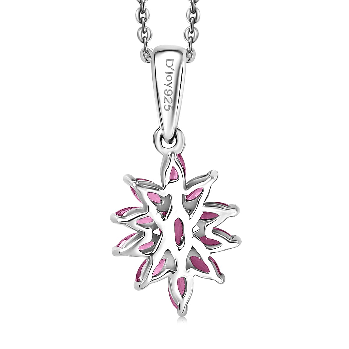 D'Joy Niassa Ruby (FF) 1.40 ctw Pendant Necklace in Rhodium Over Sterling Silver 20 Inches image number 4