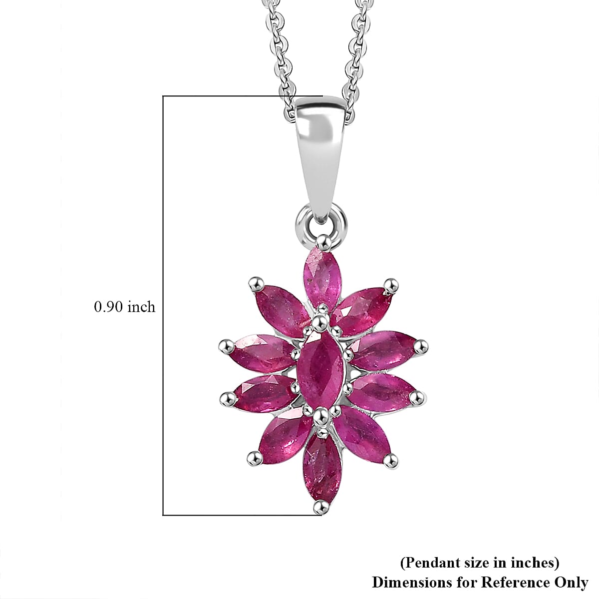 D'Joy Niassa Ruby (FF) 1.40 ctw Pendant Necklace in Rhodium Over Sterling Silver 20 Inches image number 5