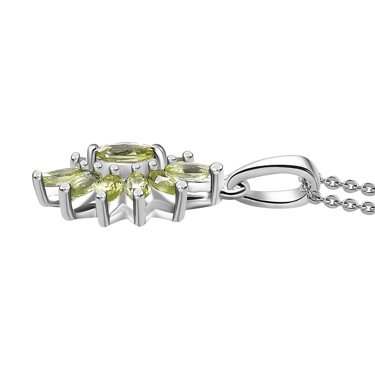 D'Joy Hebei Peridot 1.10 ctw Pendant Necklace in Rhodium Over Sterling Silver 20 Inches image number 3