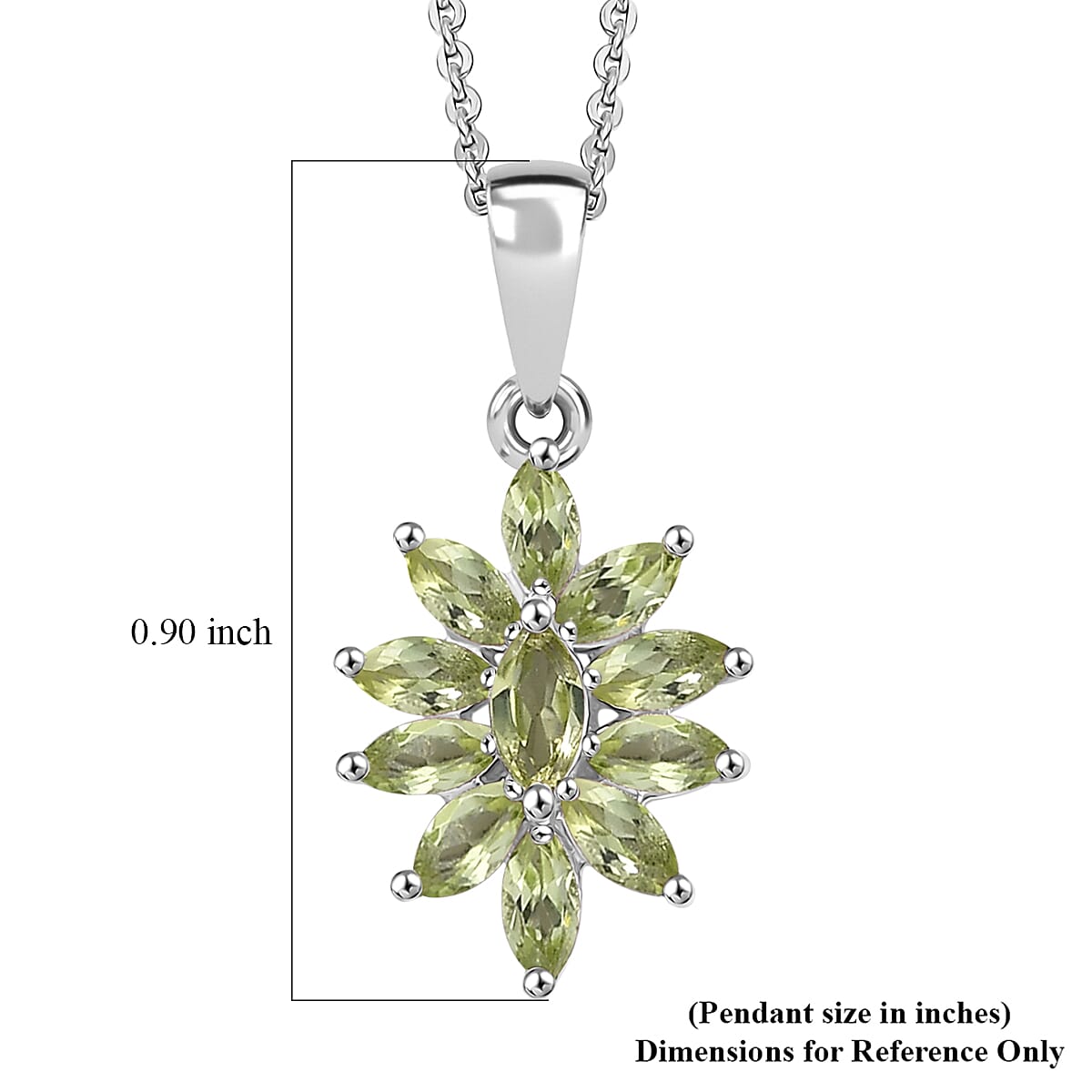 D'Joy Hebei Peridot 1.10 ctw Pendant Necklace in Rhodium Over Sterling Silver 20 Inches image number 5