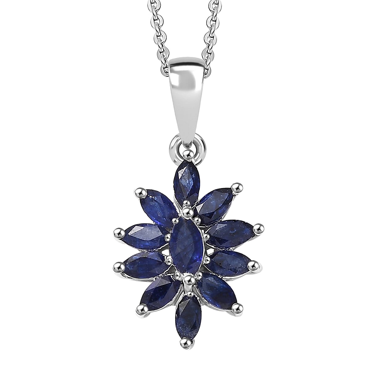 D'Joy Masoala Sapphire (D) 1.45 ctw Pendant Necklace in Rhodium Over Sterling Silver 20 Inches image number 0