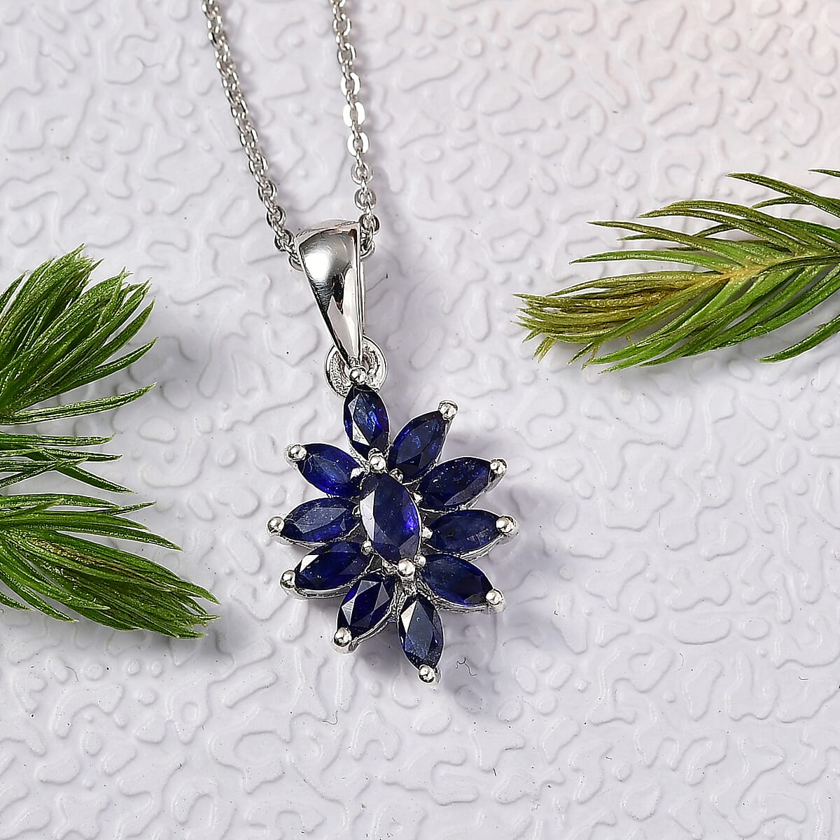 D'Joy Masoala Sapphire (D) 1.45 ctw Pendant Necklace in Rhodium Over Sterling Silver 20 Inches image number 1