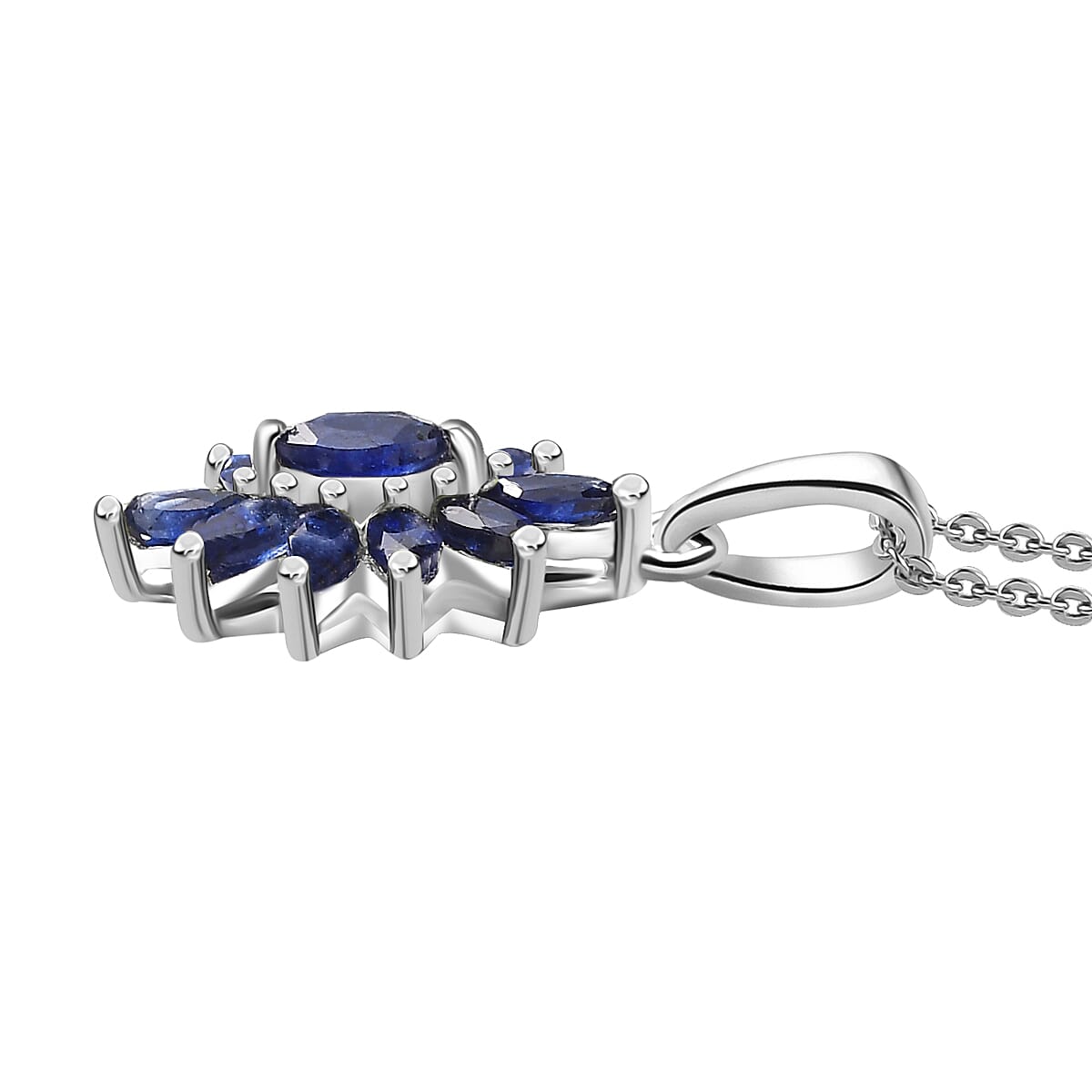 D'Joy Masoala Sapphire (D) 1.45 ctw Pendant Necklace in Rhodium Over Sterling Silver 20 Inches image number 3