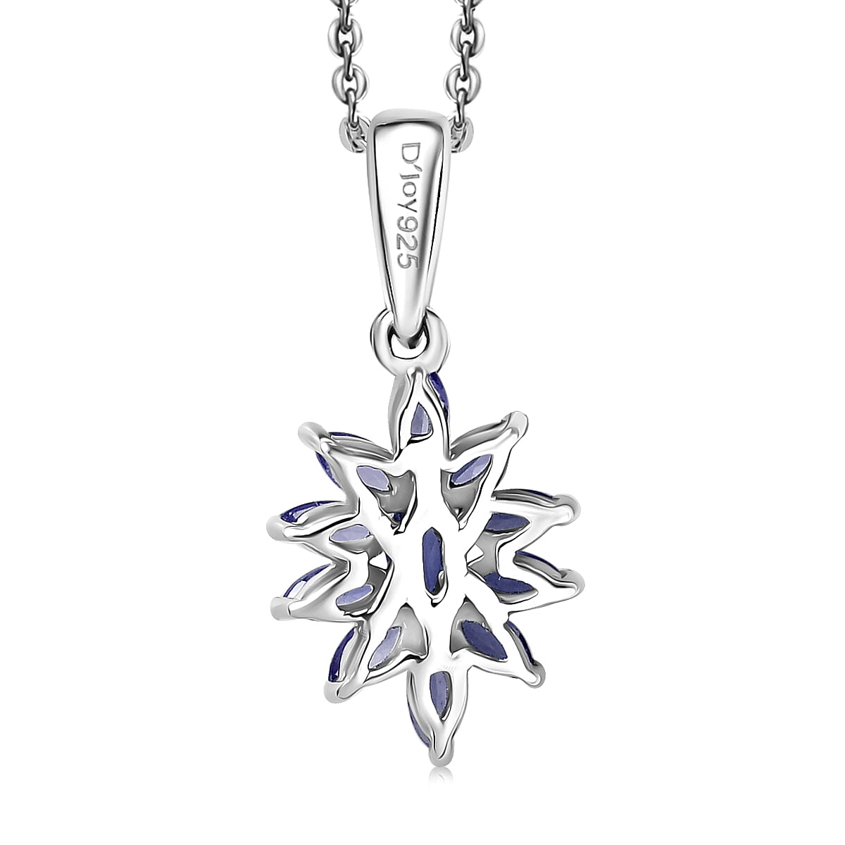 D'Joy Masoala Sapphire (D) 1.45 ctw Pendant Necklace in Rhodium Over Sterling Silver 20 Inches image number 4