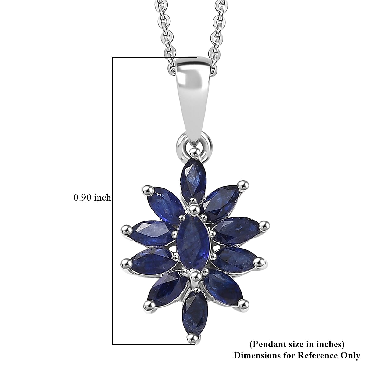 D'Joy Masoala Sapphire (D) 1.45 ctw Pendant Necklace in Rhodium Over Sterling Silver 20 Inches image number 5