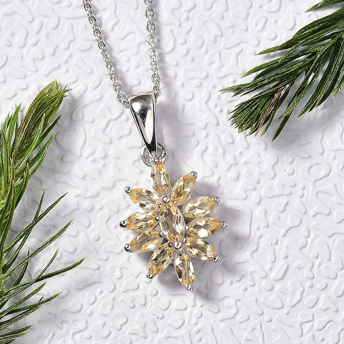 D'Joy Brazilian Citrine 0.90 ctw Pendant Necklace in Rhodium Over Sterling Silver 20 Inches image number 1