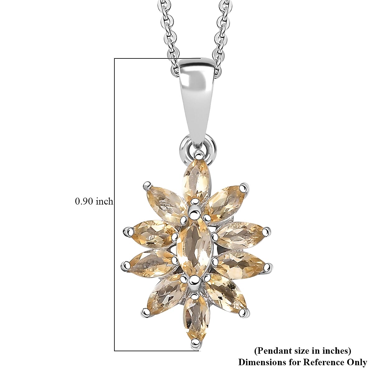 D'Joy Brazilian Citrine 0.90 ctw Pendant Necklace in Rhodium Over Sterling Silver 20 Inches image number 6