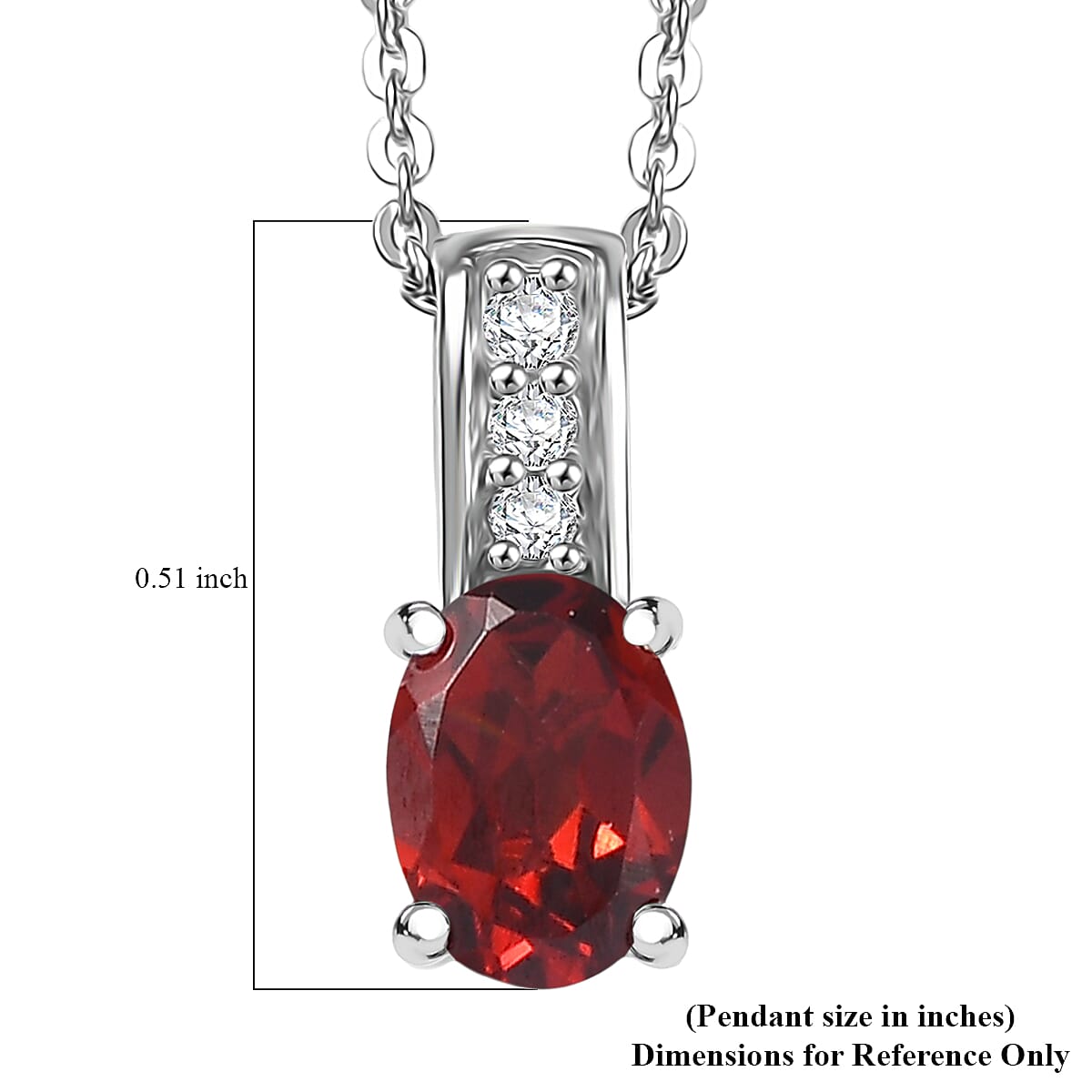 D'Joy Mozambique Garnet and White Zircon 1.10 ctw Pendant Necklace in Rhodium Over Sterling Silver 20 Inches image number 6