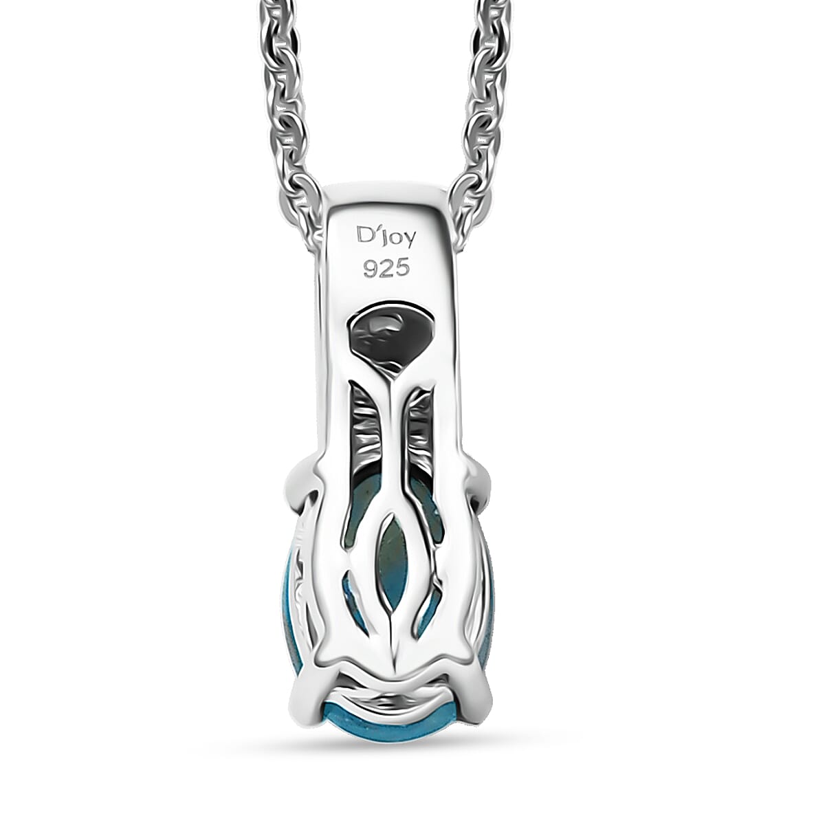 D'Joy Cambodian Blue Zircon and White Zircon 1.10 ctw Pendant Necklace in Rhodium Over Sterling Silver 20 Inches image number 4