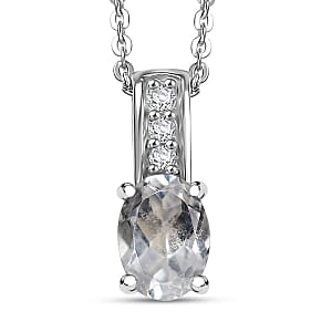 D'Joy White Topaz and White Zircon 0.75 ctw Pendant Necklace in Rhodium Over Sterling Silver 20 Inches