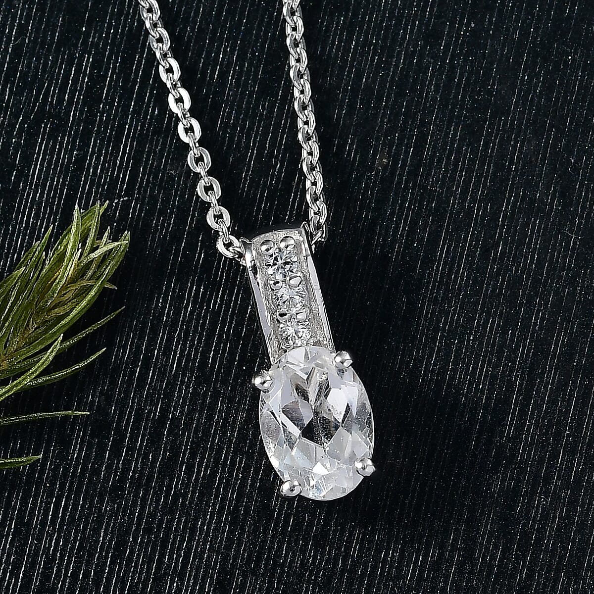 D'Joy White Topaz and White Zircon 0.75 ctw Pendant Necklace in Rhodium Over Sterling Silver 20 Inches image number 1
