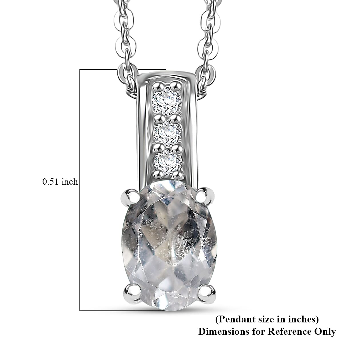 D'Joy White Topaz and White Zircon 0.75 ctw Pendant Necklace in Rhodium Over Sterling Silver 20 Inches image number 6