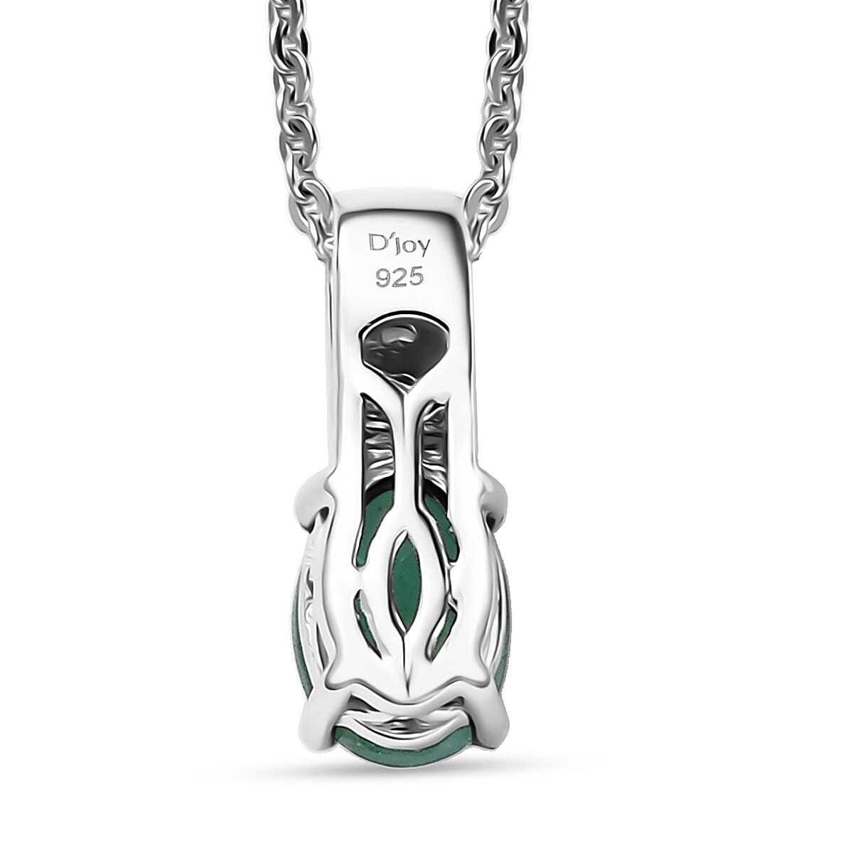 D'Joy Socoto Emerald and White Zircon 0.80 ctw Pendant Necklace in Rhodium Over Sterling Silver 20 Inches image number 4