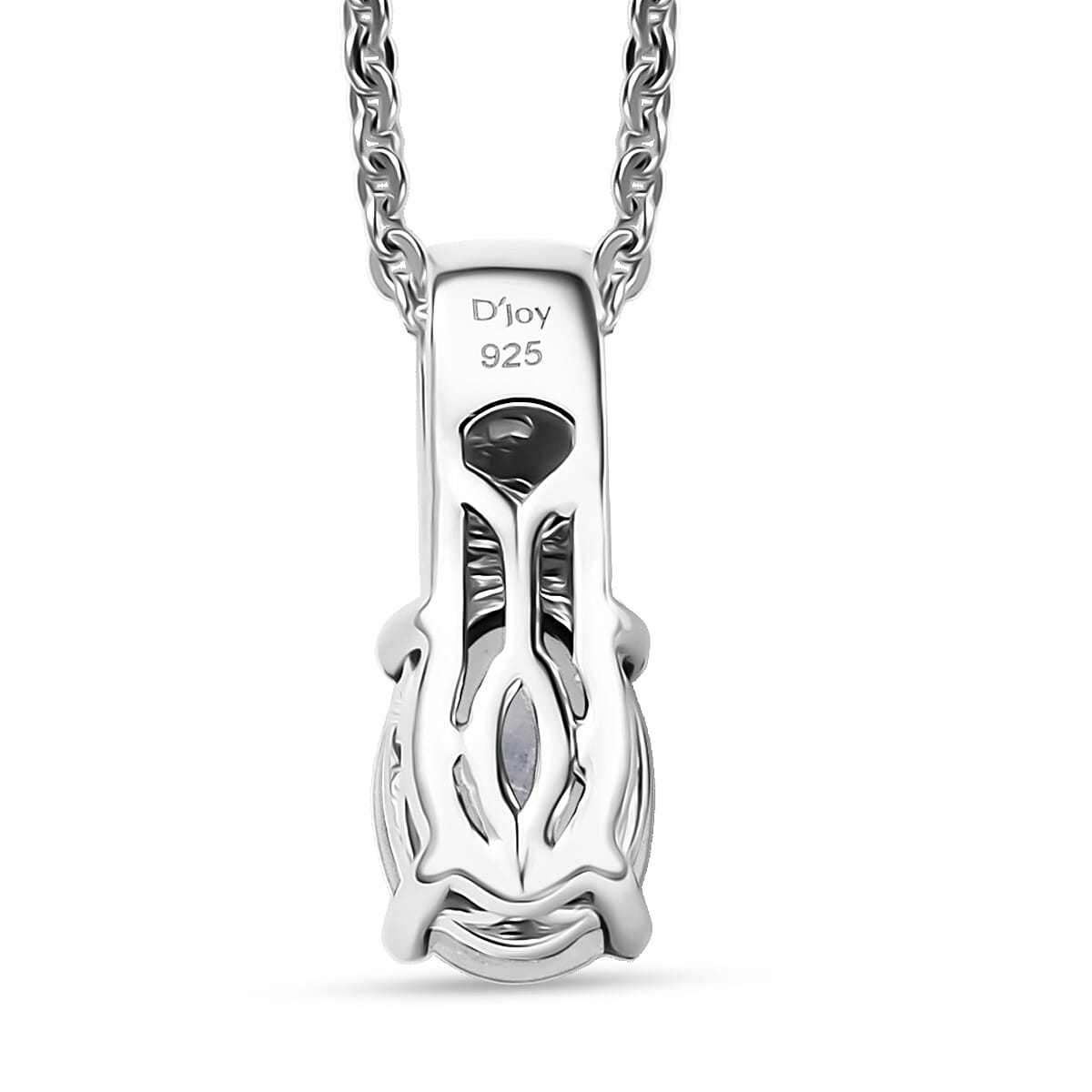 D'Joy Rainbow Moonstone and White Zircon 1.25 ctw Pendant Necklace in Rhodium Over Sterling Silver 20 Inches image number 4