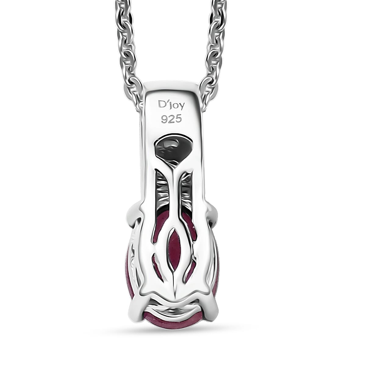 D'Joy Niassa Ruby (FF) and White Zircon 1.25 ctw Pendant Necklace in Rhodium Over Sterling Silver 20 Inches image number 4