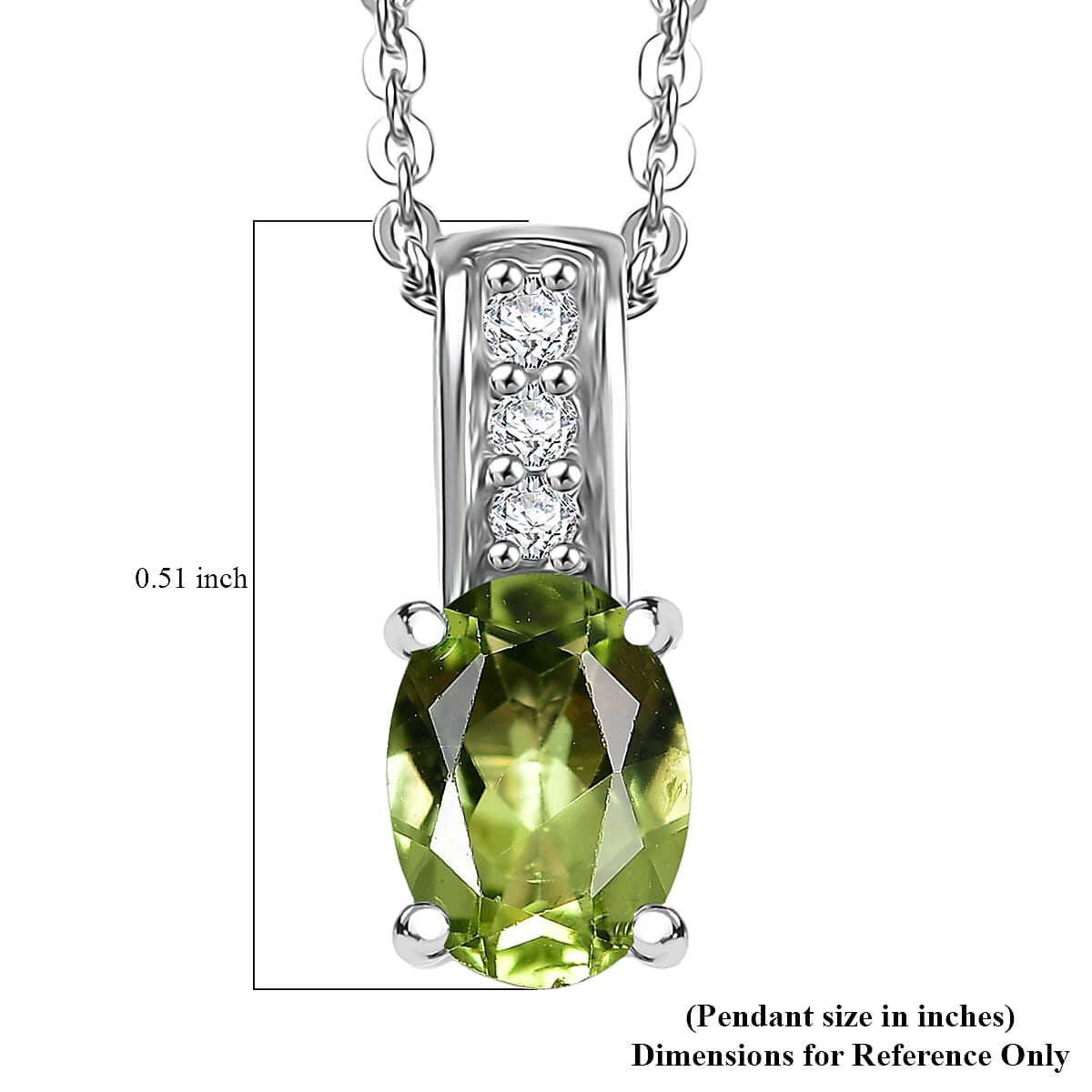 D'Joy Hebei Peridot and White Zircon 0.90 ctw Pendant Necklace in Rhodium Over Sterling Silver 20 Inches image number 6