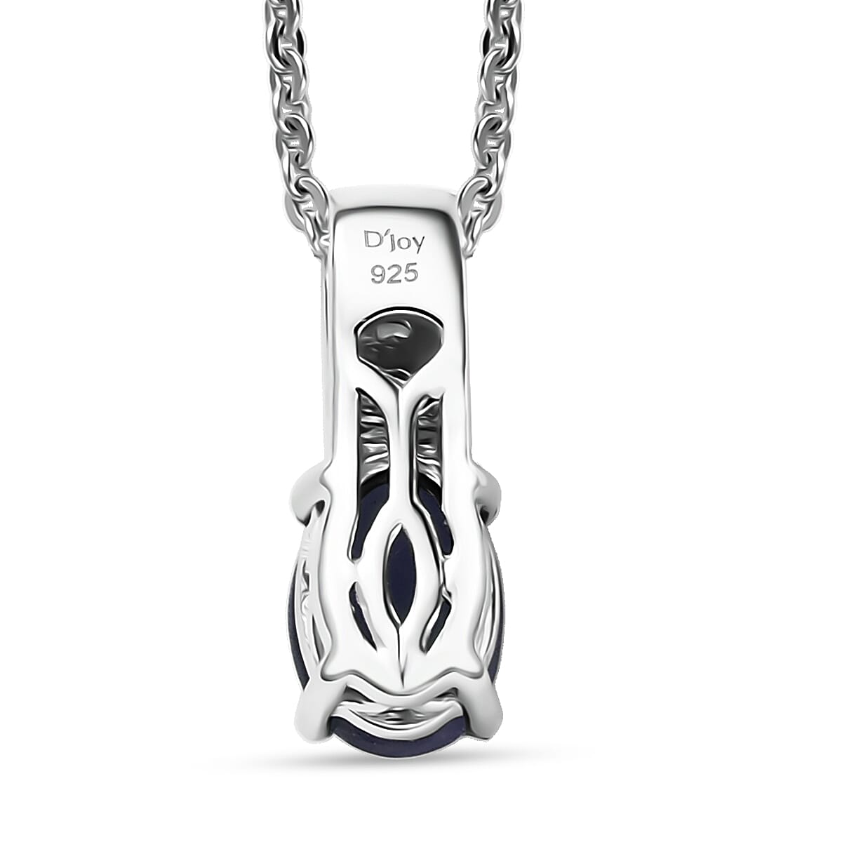 D'Joy Masoala Sapphire (D) and White Zircon 1.40 ctw Pendant Necklace in Rhodium Over Sterling Silver 20 Inches image number 4