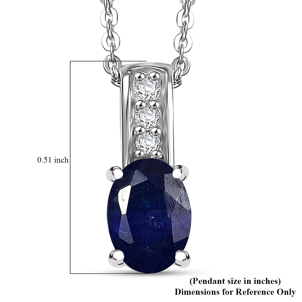 D'Joy Masoala Sapphire (D) and White Zircon 1.40 ctw Pendant Necklace in Rhodium Over Sterling Silver 20 Inches image number 6