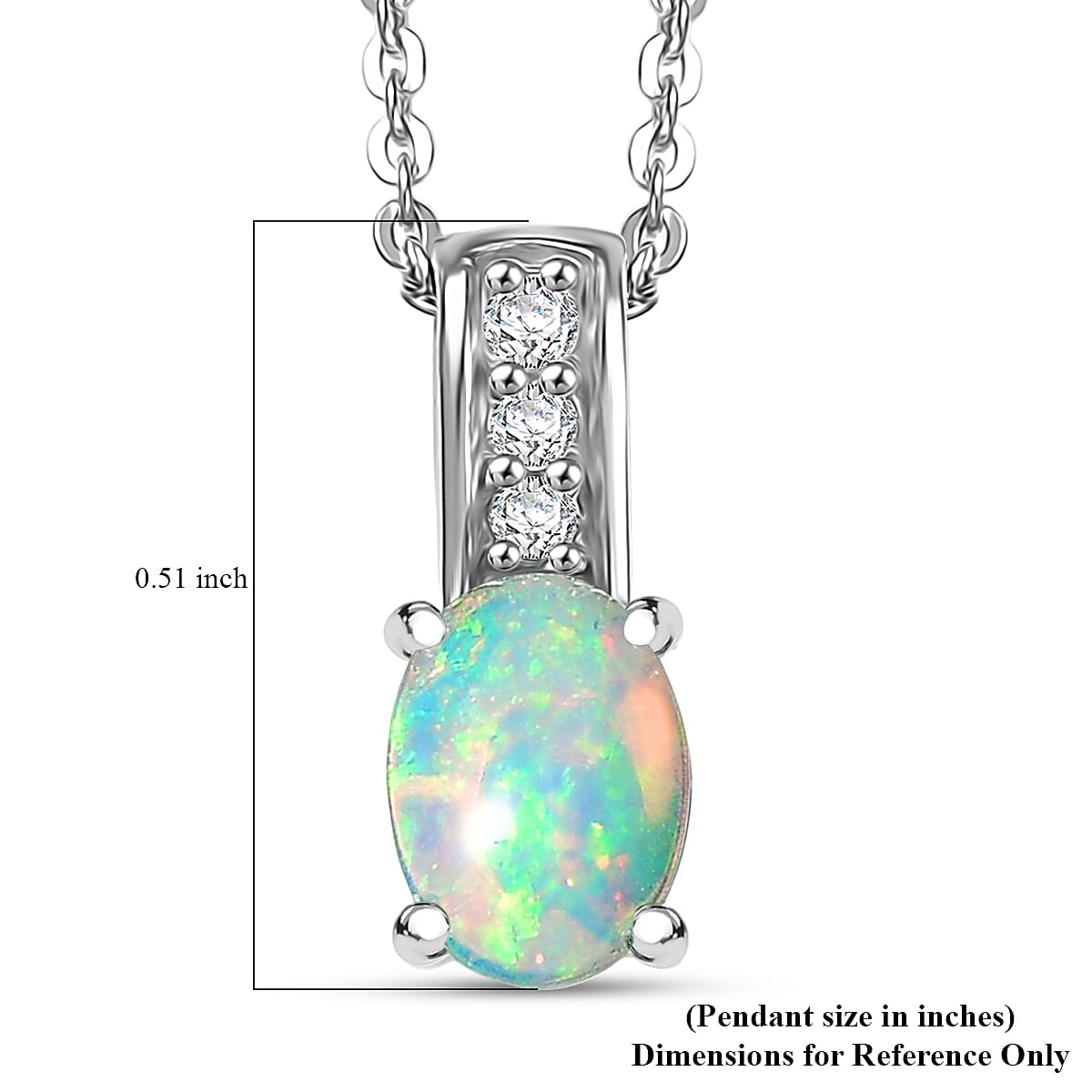 D'Joy Ethiopian Welo Opal 0.55 ctw Pendant Necklace in Rhodium Over Sterling Silver 20 Inches image number 5
