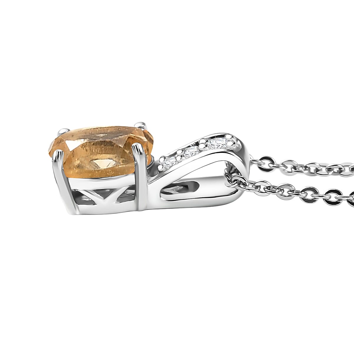 D'Joy Brazilian Citrine and White Zircon 0.80 ctw Pendant Necklace in Rhodium Over Sterling Silver 20 Inches  image number 3