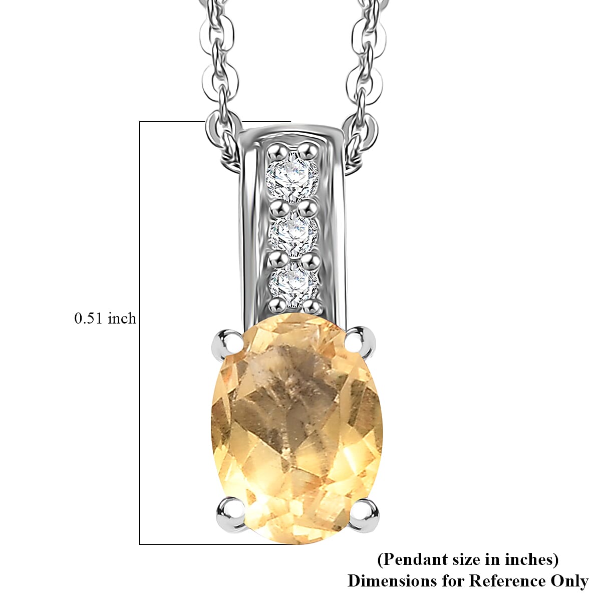 D'Joy Brazilian Citrine and White Zircon 0.80 ctw Pendant Necklace in Rhodium Over Sterling Silver 20 Inches  image number 6