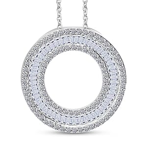 Ankur's Treasure Chest Doorbuster Luxuriant Lab Grown Diamond G-H SI 1.00 ctw The Art Deco Halo Pendant Necklace in Rhodium Over Sterling Silver 20 Inches