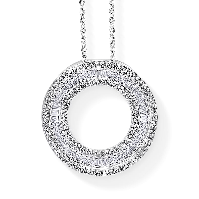 Luxuriant Lab Grown Diamond (G-H, SI) The Infinity Brilliance Halo Pendant Necklace in Rhodium Over Sterling Silver 1.00 ctw (20 Inches)