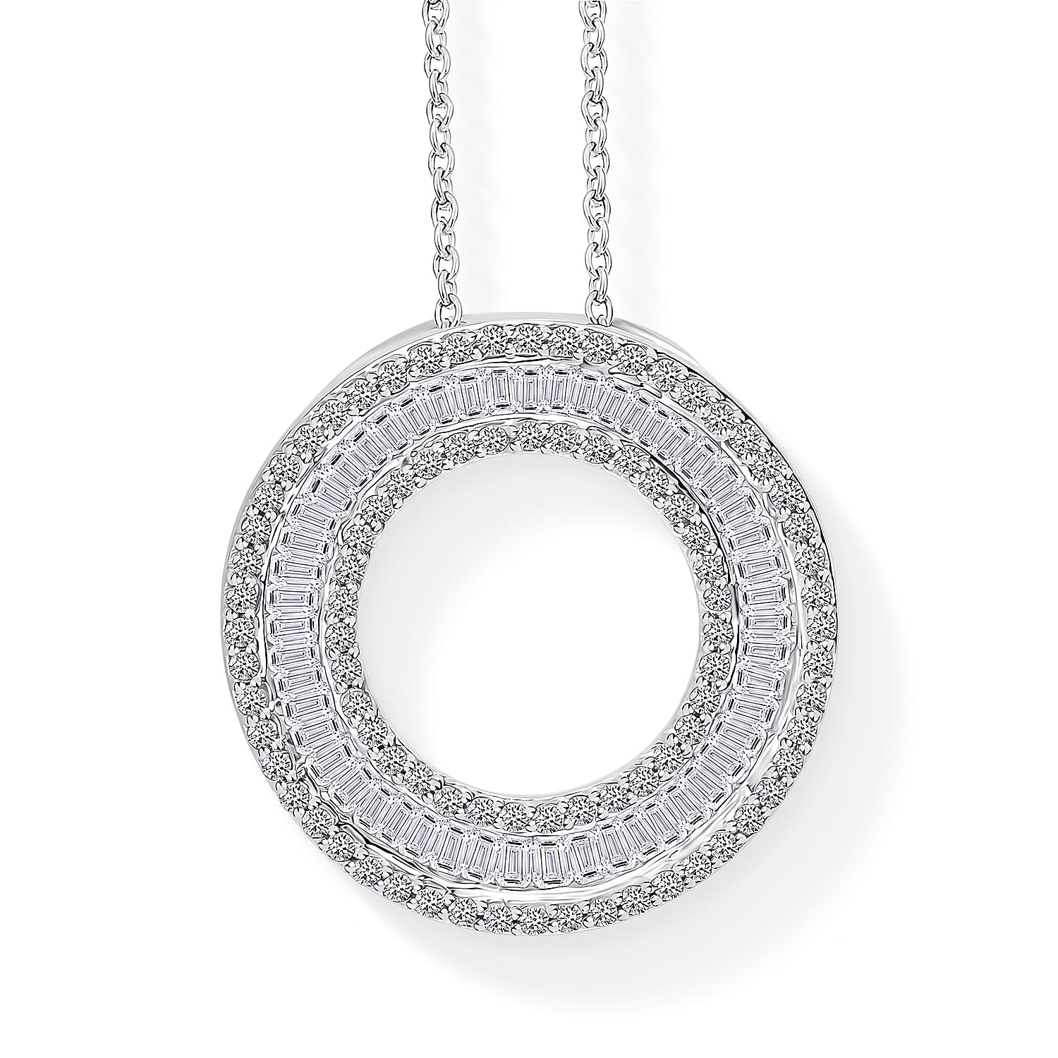 Luxuriant Lab Grown Diamond G-H SI 1.00 ctw The Infinity Brilliance Halo Pendant Necklace in Rhodium Over Sterling Silver 20 Inc
