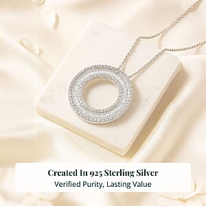 Luxuriant Lab Grown Diamond (G-H, SI) The Infinity Brilliance Halo Pendant Necklace in Rhodium Over Sterling Silver 1.00 ctw (20 Inches)