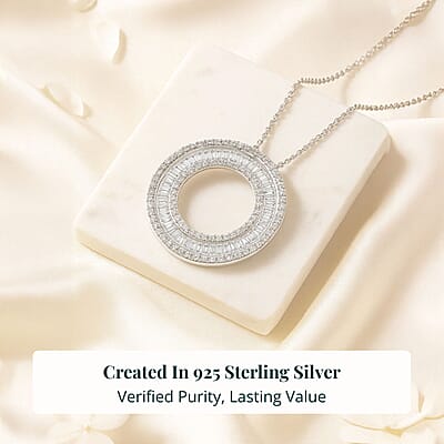 Luxuriant Lab Grown Diamond (G-H, SI) The Infinity Brilliance Halo Pendant Necklace in Rhodium Over Sterling Silver 1.00 ctw (20 Inches)